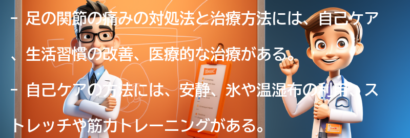 足の関節の痛みの対処法と治療方法の要点まとめ