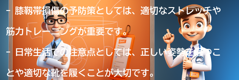 膝靱帯損傷の予防策と日常生活での注意点の要点まとめ