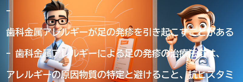 歯科金属アレルギーによる足の発疹の治療法の要点まとめ