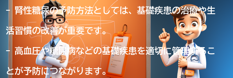 腎性糖尿の予防方法と生活の改善策の要点まとめ