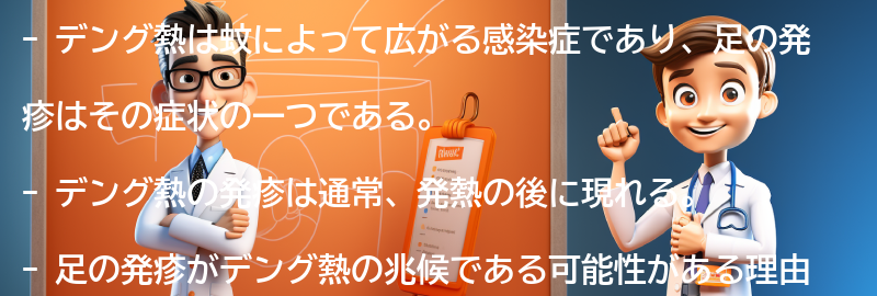 足の発疹がデング熱の兆候である可能性がある理由の要点まとめ