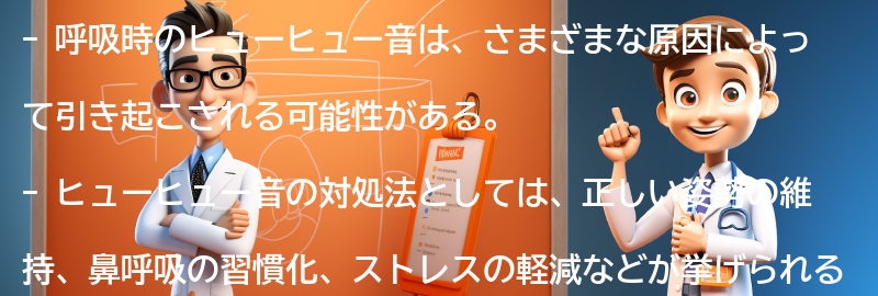 呼吸時のヒューヒュー音の対処法と予防策の要点まとめ