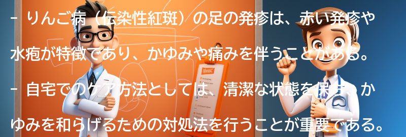 りんご病の足の発疹に対する自宅でのケア方法の要点まとめ