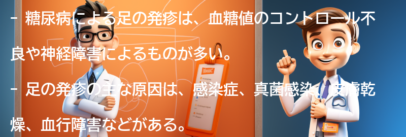 糖尿病による足の発疹の主な原因の要点まとめ