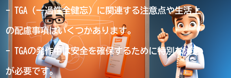 TGAに関連する注意点や生活上の配慮事項はありますか？の要点まとめ