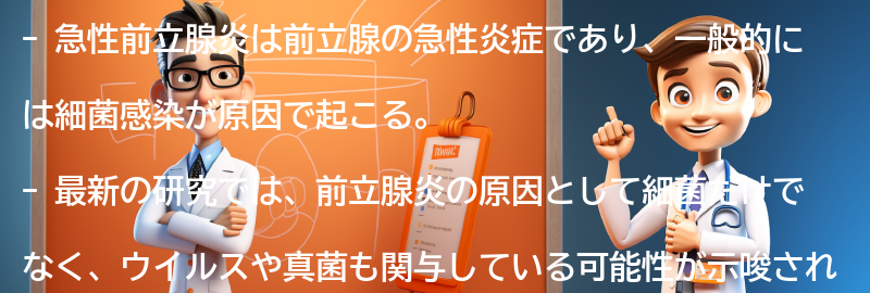 急性前立腺炎に関する最新の研究と治療法の進展の要点まとめ