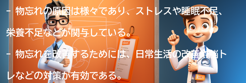 物忘れを改善するための対策の要点まとめ