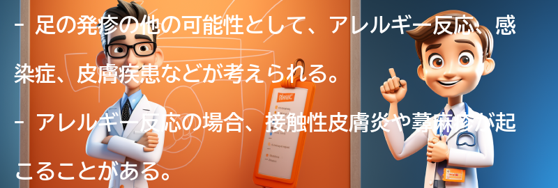 足の発疹の他の可能性との比較の要点まとめ