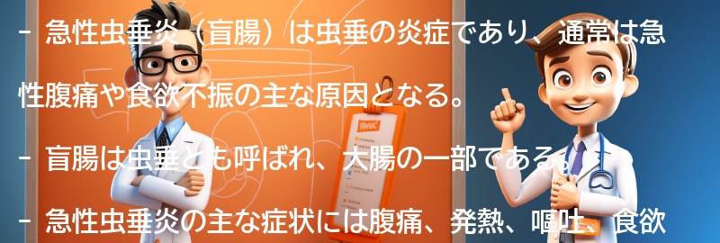 急性虫垂炎（盲腸）とは何ですか？の要点まとめ