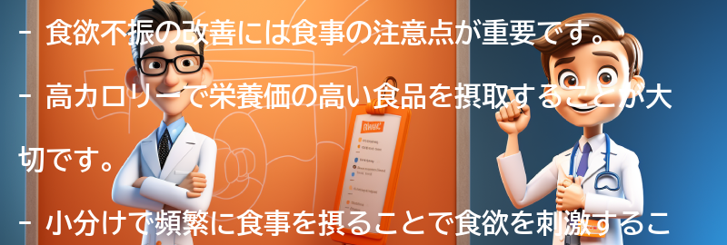 食欲不振の改善に向けた食事の注意点の要点まとめ