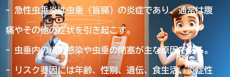 急性虫垂炎の原因とリスク要因の要点まとめ