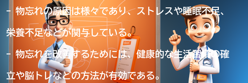 物忘れを改善するための方法の要点まとめ