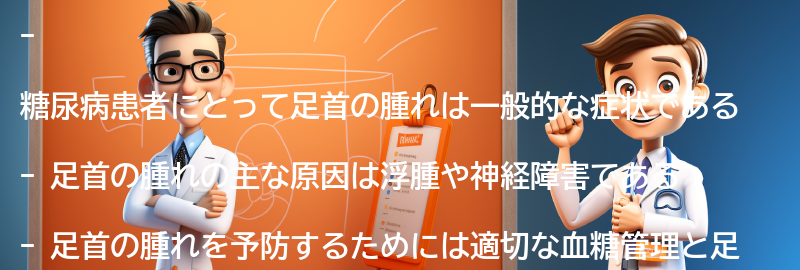 糖尿病患者にとっての足首の腫れへの注意点の要点まとめ