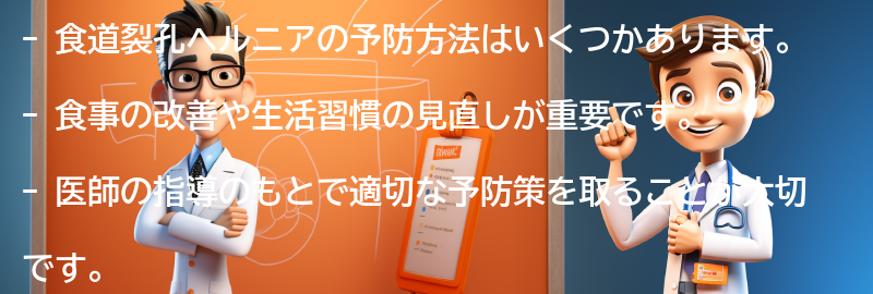 食道裂孔ヘルニアの予防方法はありますか？の要点まとめ