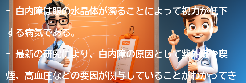 白内障に関する最新の研究と治療法の進歩の要点まとめ