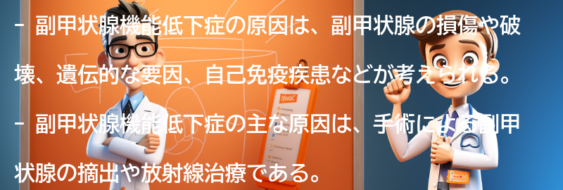 副甲状腺機能低下症の原因は何ですか？の要点まとめ