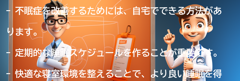 不眠症を改善するための自宅でできる方法の要点まとめ