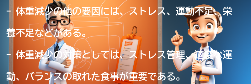 体重減少に関する他の要因と対策の要点まとめ